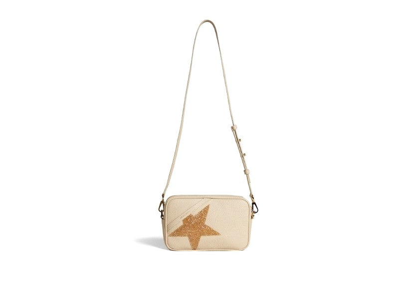 Star Bag in butter-colored hammered leather with Swarovski crystal sta