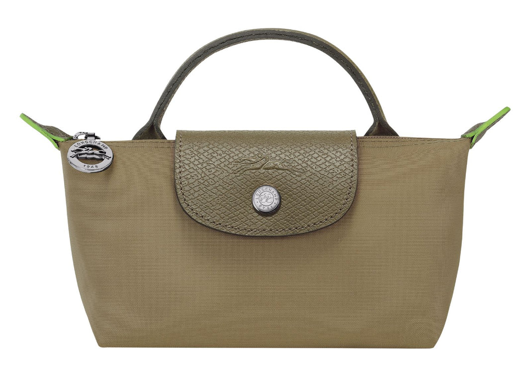 Longchamp Le Pliage Green Pouch with Handle Artichoke