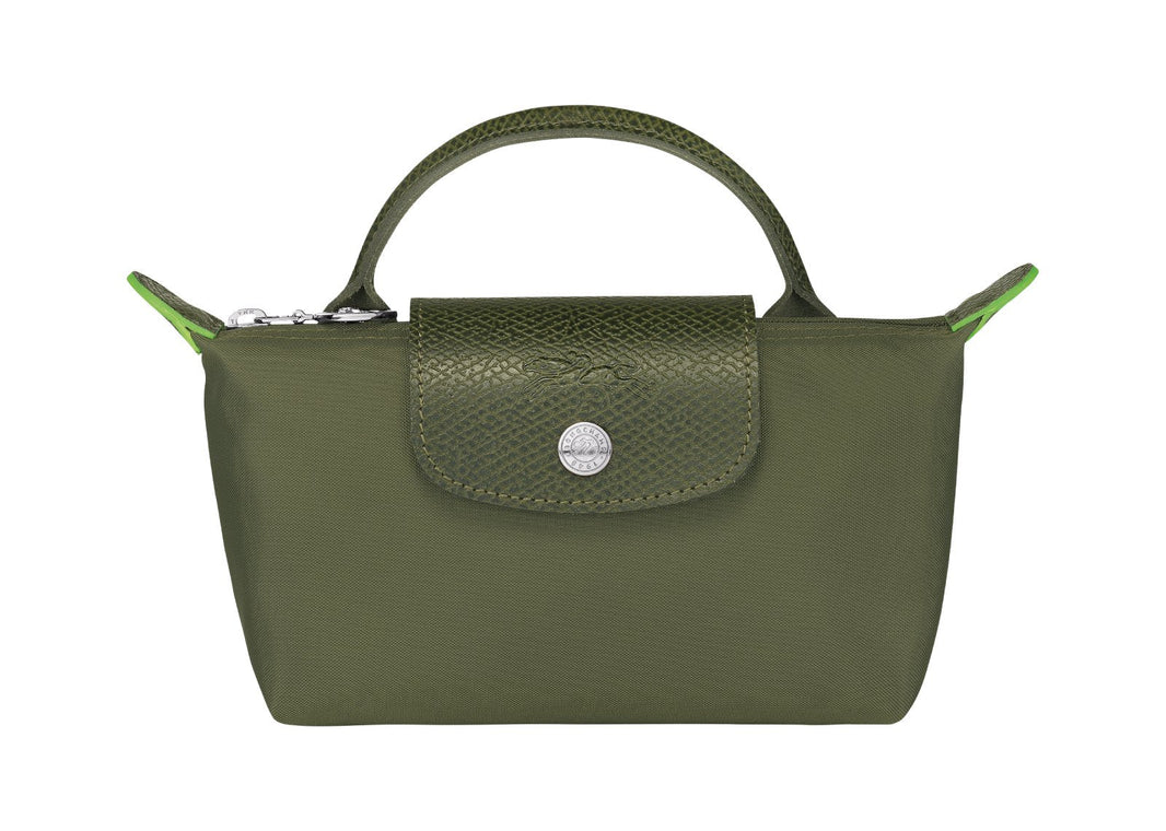 Longchamp Le Pliage Green Pouch With Handle Forest