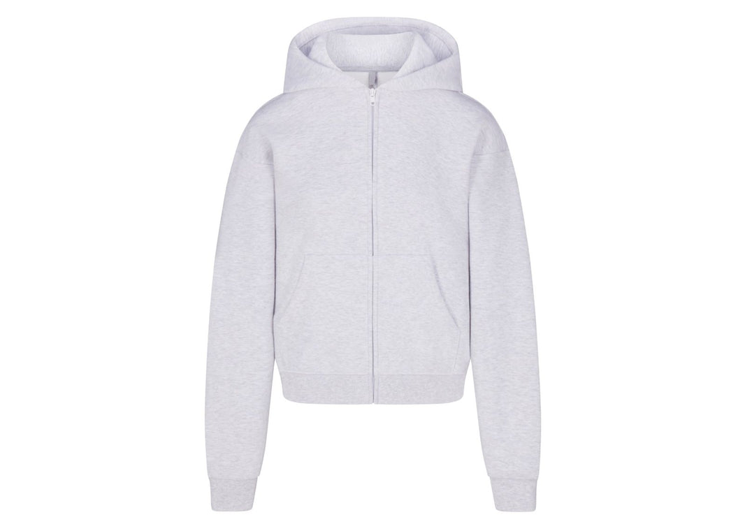 Skims Cotton Fleece Classic Zip Up Hoodie Light Heather Grey