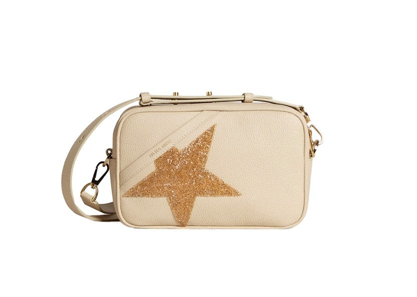 Star Bag in butter-colored hammered leather with Swarovski crystal sta