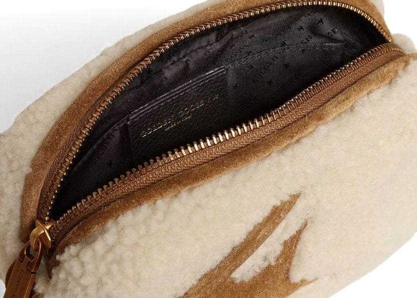 Mini Star Bag in beige shearling with suede star