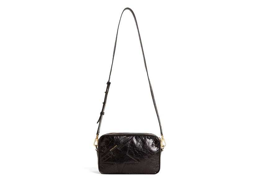 Star Bag in glossy black leather with tone-on-tone star