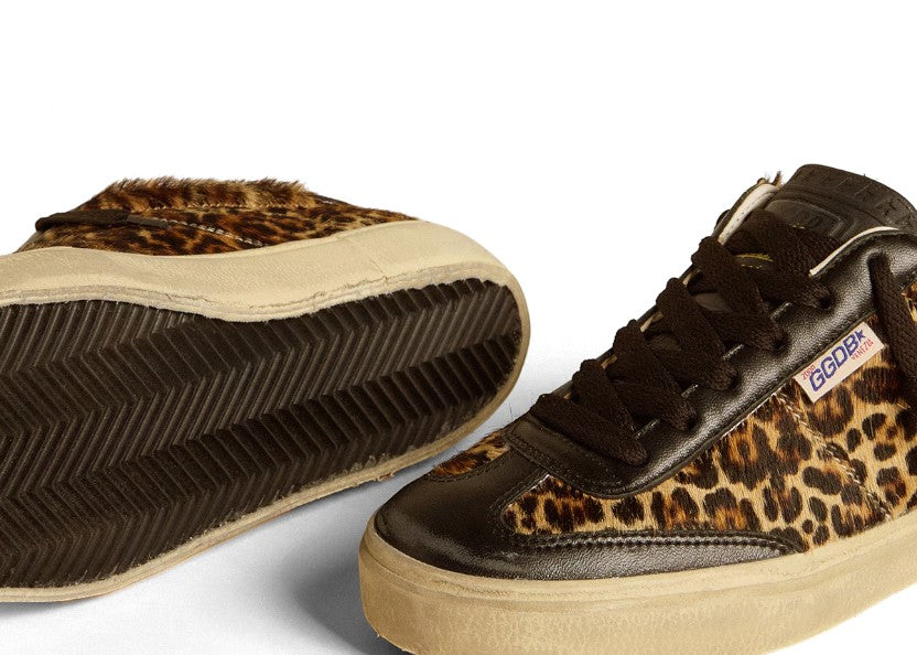 Soul Star in leopard-print pony skin with black nappa leather heel tab and inserts