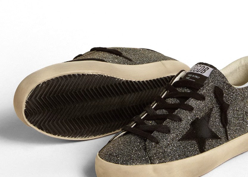 Super-Star in black Swarovski crystals with black suede star