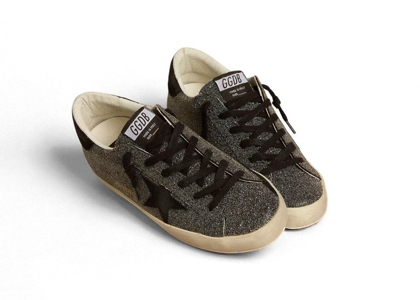 Super-Star in black Swarovski crystals with black suede star