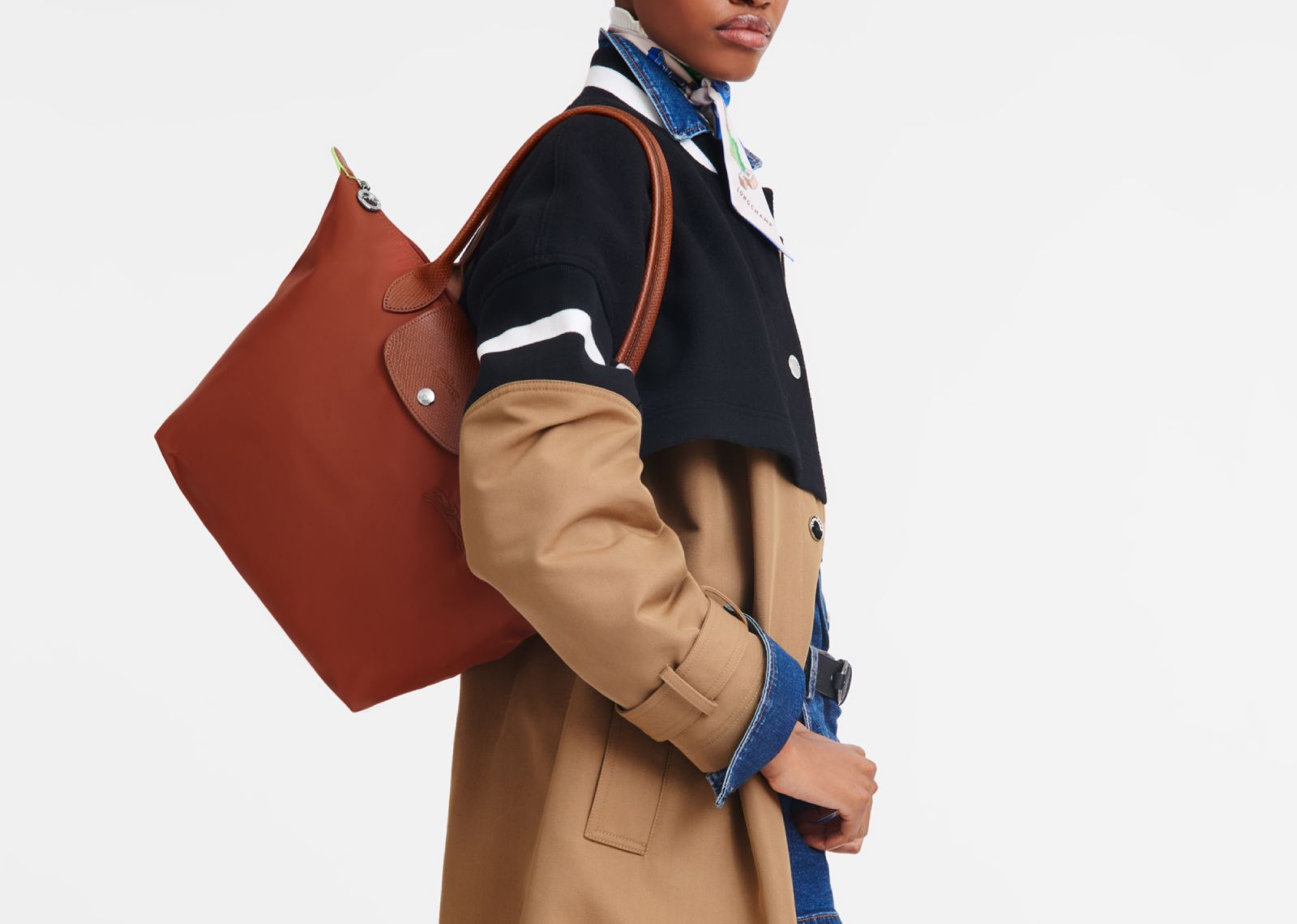 Longchamp Le Pliage Green Medium Tote Bag Chestnut