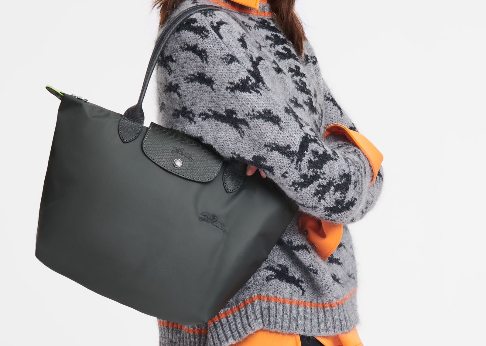 Longchamp Le Pliage Green Medium Tote Bag Graphite