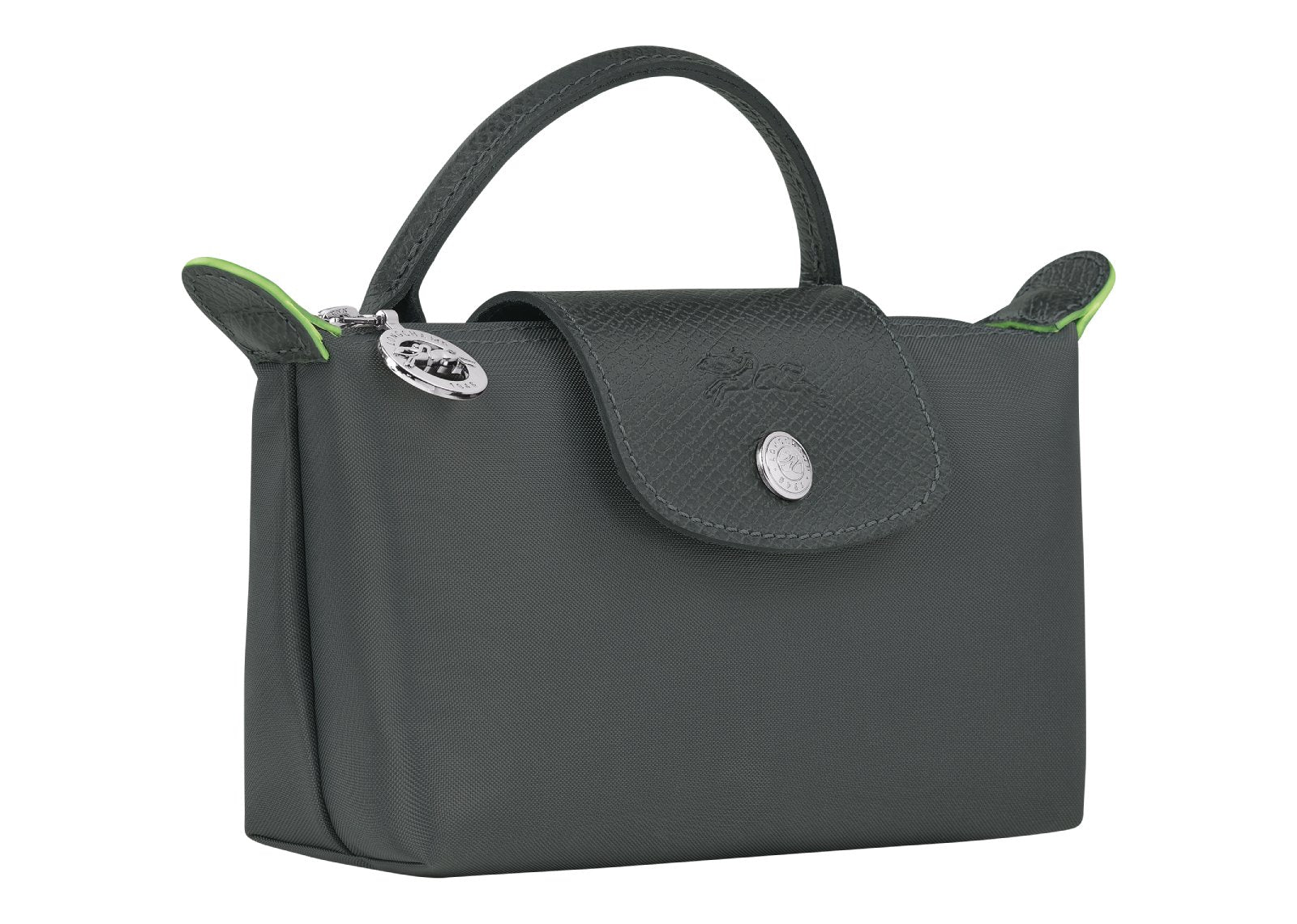 Longchamp Le Pliage Green Pouch With Handle Graphite