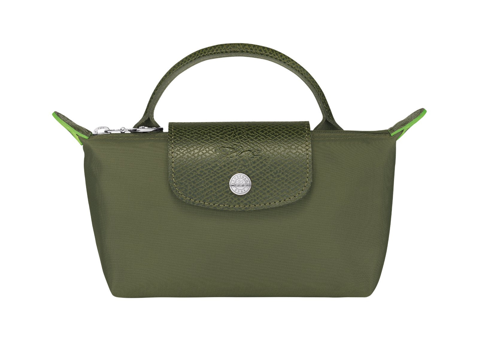 Longchamp Le Pliage Green Pouch With Handle Forest