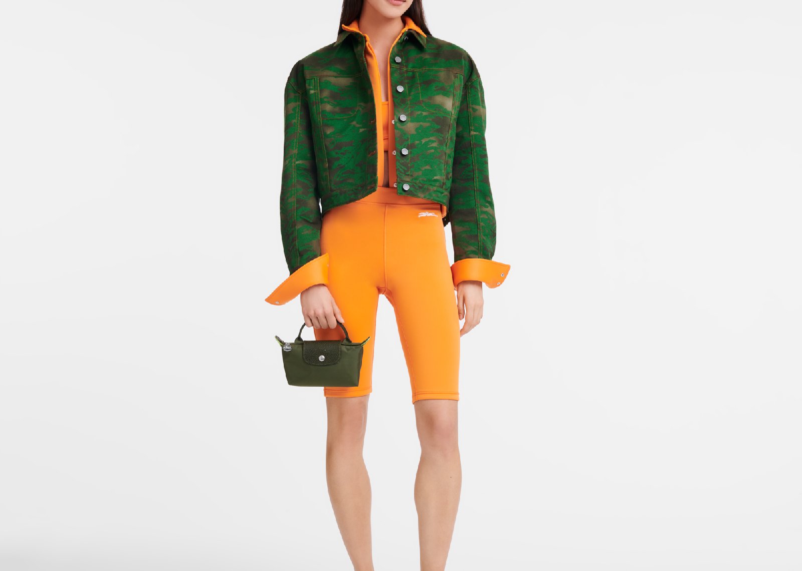 Longchamp Le Pliage Green Pouch With Handle Forest