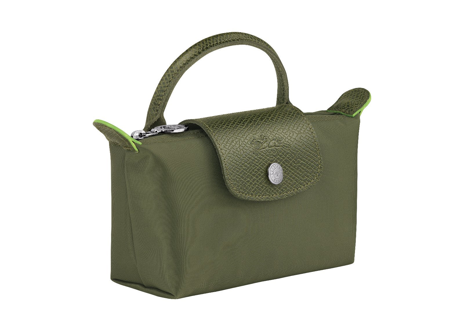 Longchamp Le Pliage Green Pouch With Handle Forest