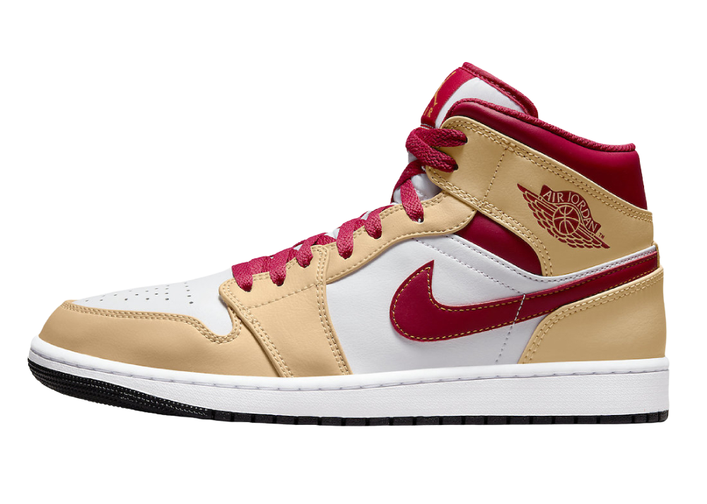 Nike Air Jordan 1 Mid Beige White Red