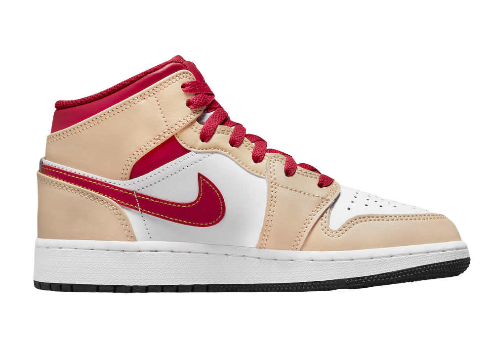 Nike Air Jordan 1 Mid Light Curry Cardinal (GS)