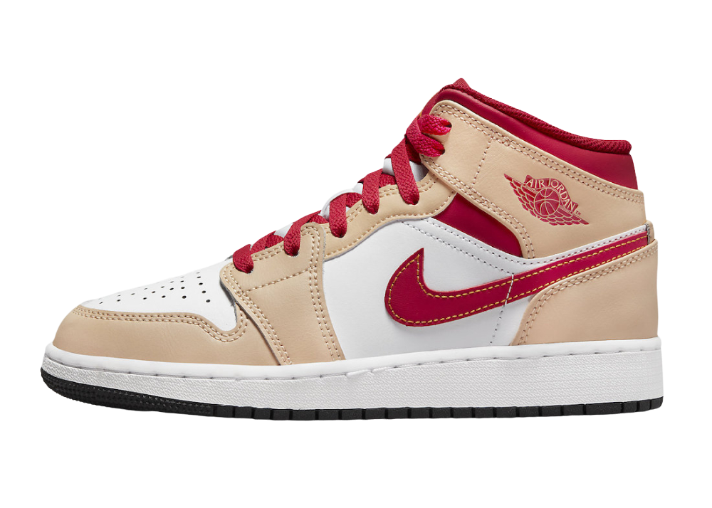 Nike Air Jordan 1 Mid Light Curry Cardinal (GS)