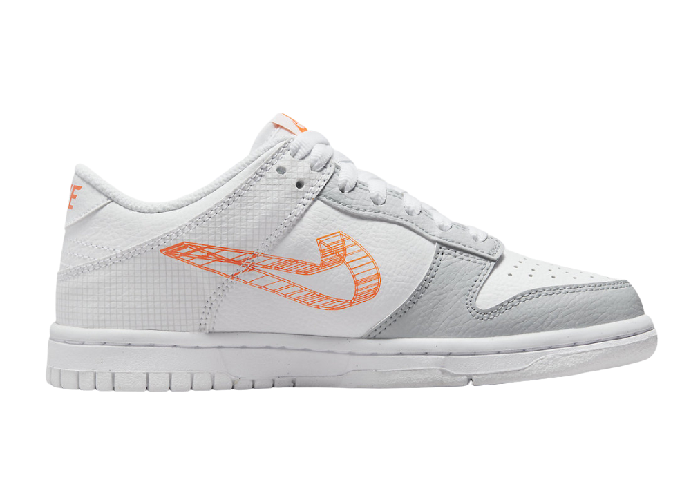 Nike Dunk Low SE 3D Swoosh Pure Platinum Total Orange (GS)