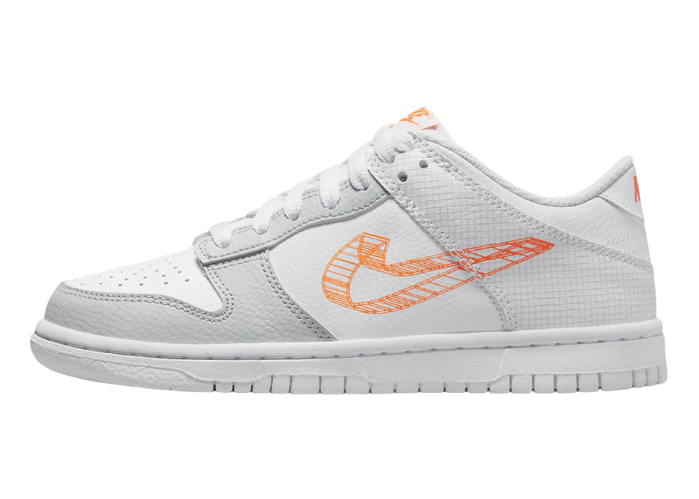 Nike Dunk Low SE 3D Swoosh Pure Platinum Total Orange (GS)