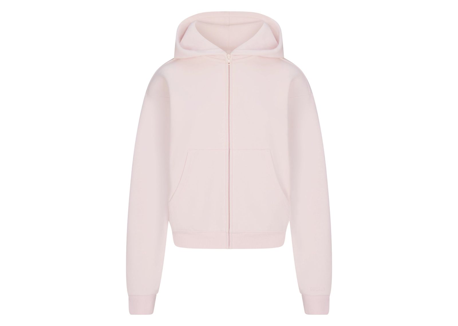 Skims Cotton Fleece Classic Zip Up Hoodie Barely Pink