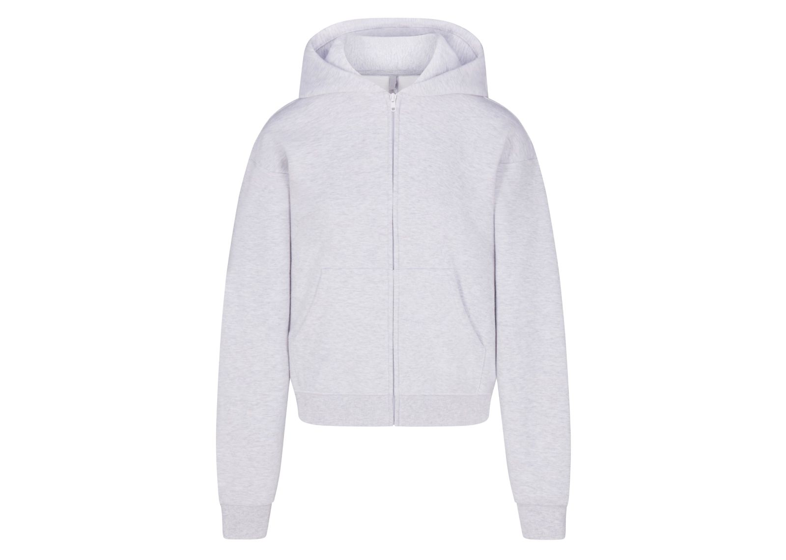 Skims Cotton Fleece Classic Zip Up Hoodie Light Heather Grey
