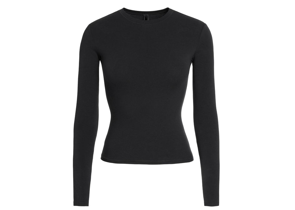 Skims Cotton Jersey Long Sleeve T-Shirt Soot