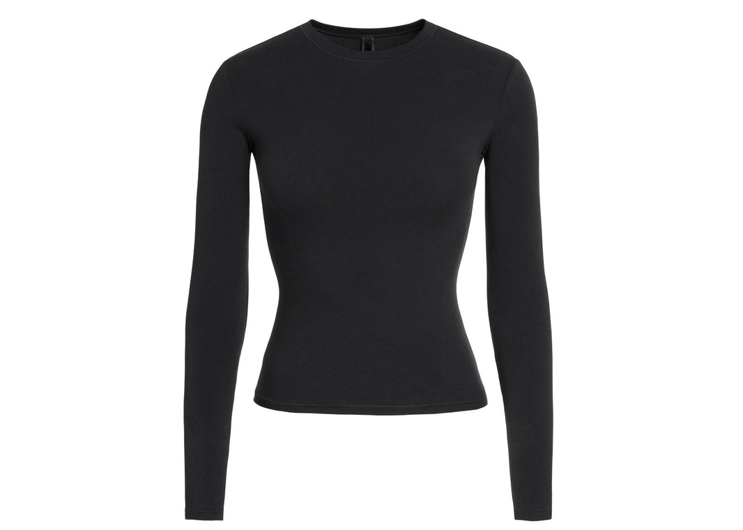 Skims Cotton Jersey Long Sleeve T-Shirt Soot