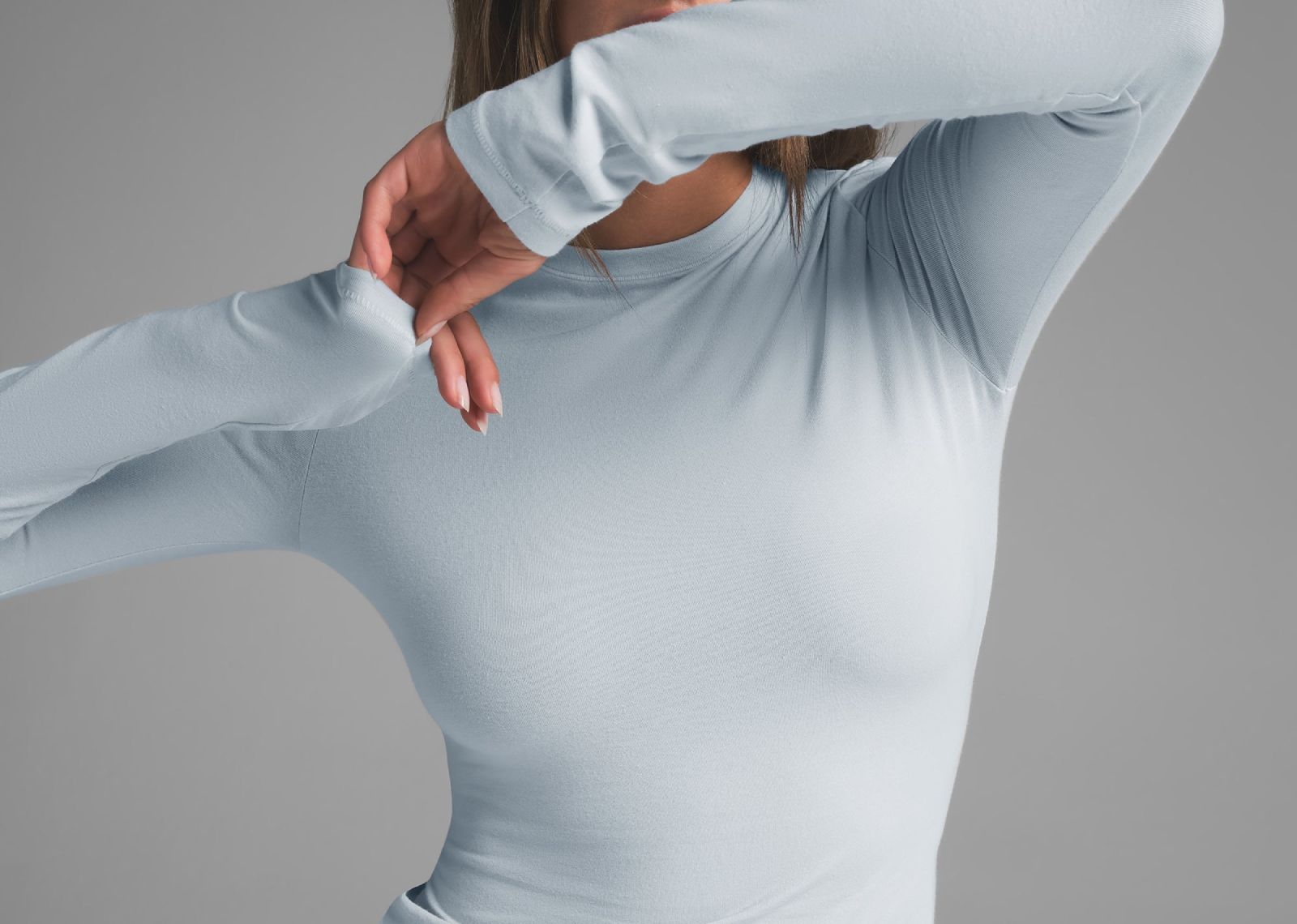 Skims Cotton Jersey Long Sleeve T-Shirt Zen Blue