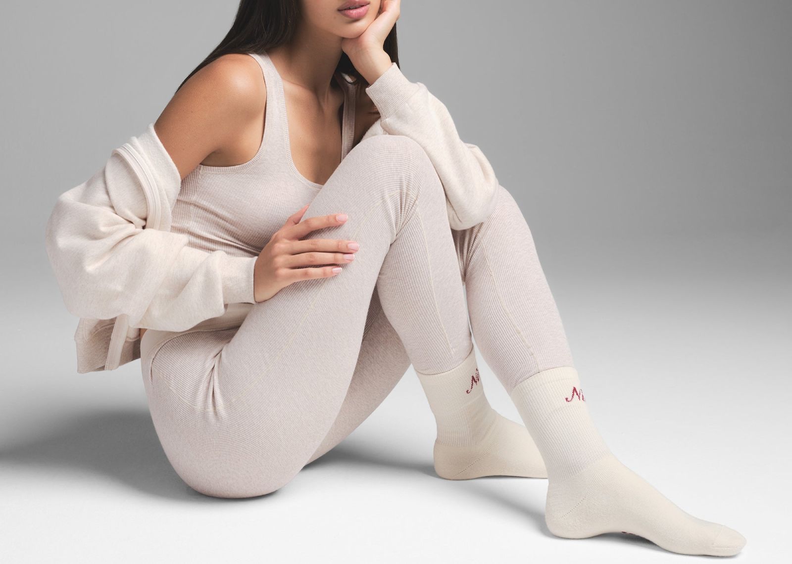 Skims Cotton Rib Legging Heather Oatmeal