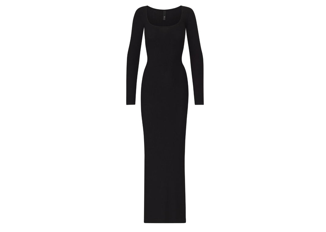 Skims Soft Lounge Long Sleeve Dress Onyx