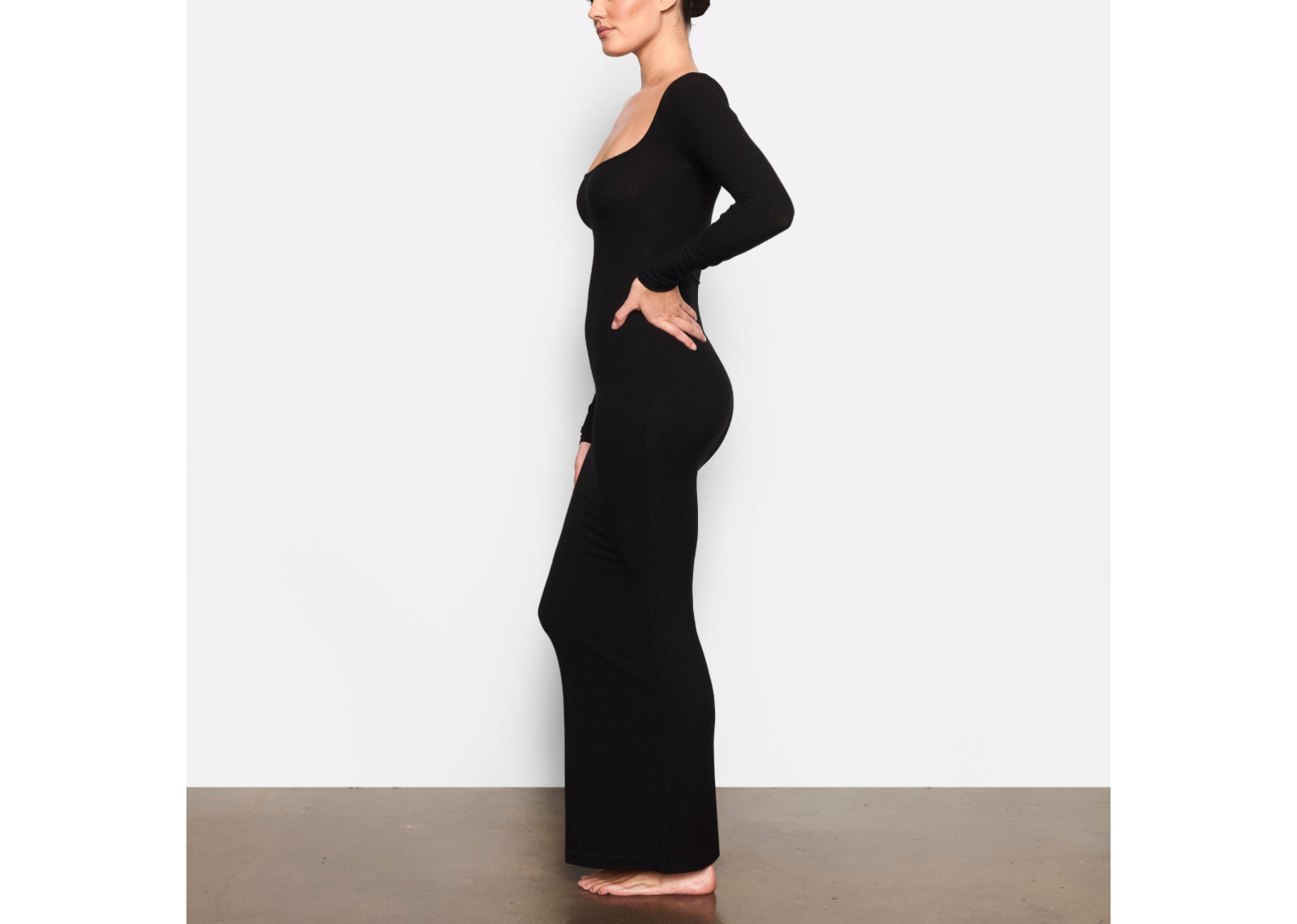 Skims Soft Lounge Long Sleeve Dress Onyx